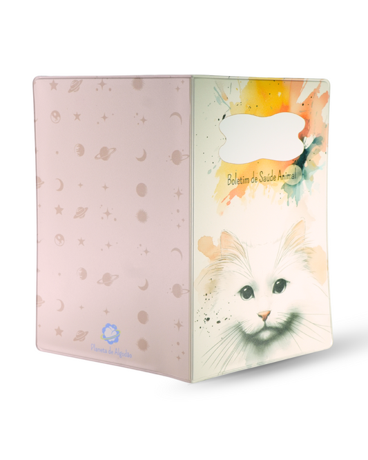 Capa para Boletim de Saúde Animal - Gato Branco Pêlo Comprido