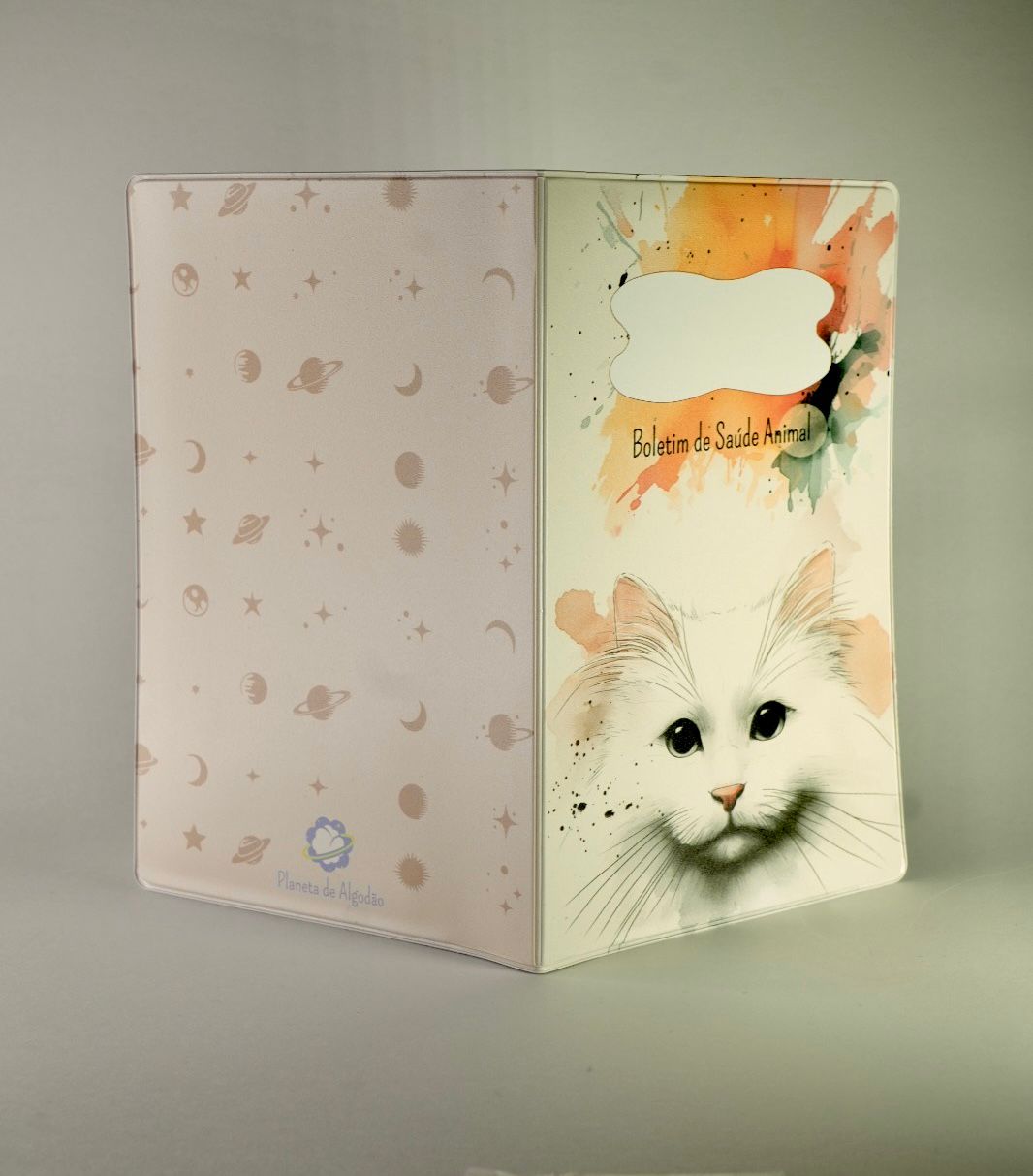 Capa para Boletim de Saúde Animal - Gato Branco Pêlo Comprido