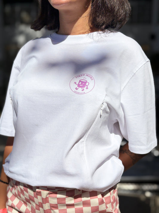 T-shirt de amamentação - Tired Moms Coffee Club