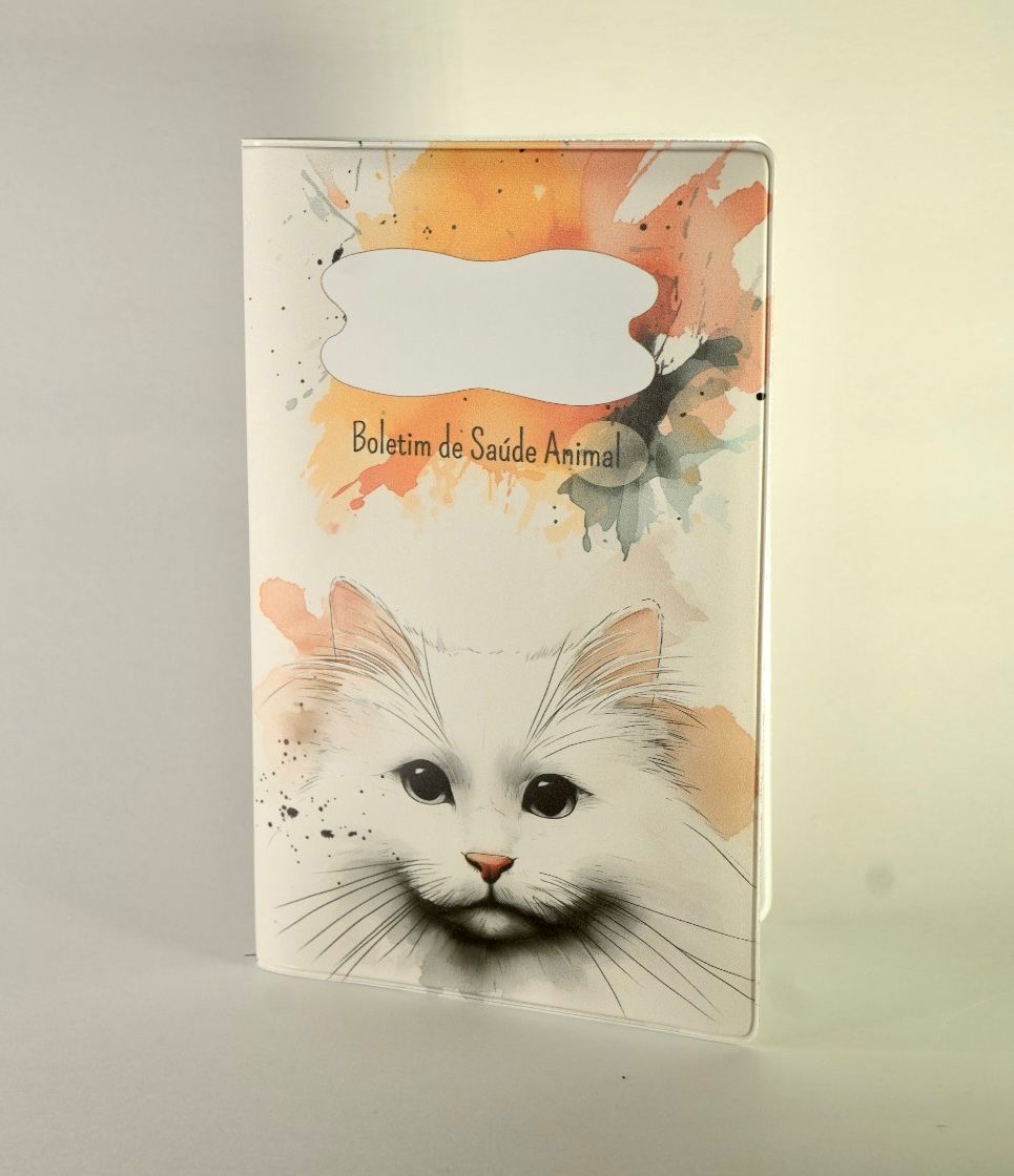 Capa para Boletim de Saúde Animal - Gato Branco Pêlo Comprido